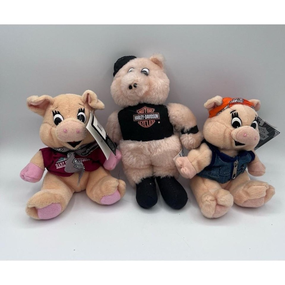Harley-Davidson Plush Pig Lot – 3 Stuffed Animals –‎ 1991 & 1997